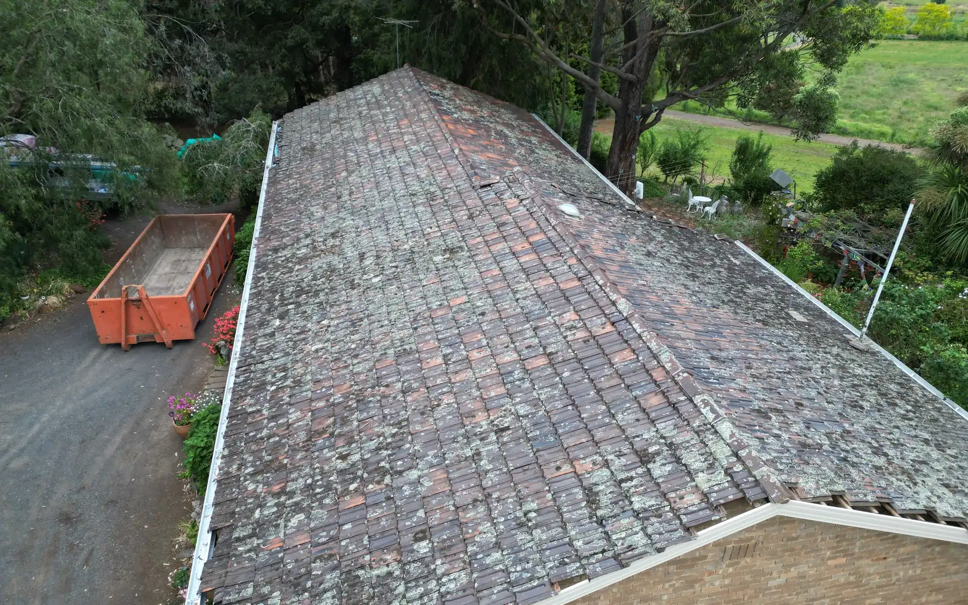 Storm-damaged roof in the Yarra Valley