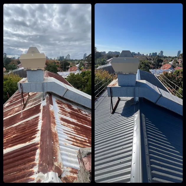 Before and after roof repair
